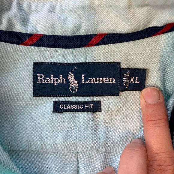 Ralph Lauren Classic Fit Button Up Shirt Blue Label XL Light Mint Green - Picture 4 of 7